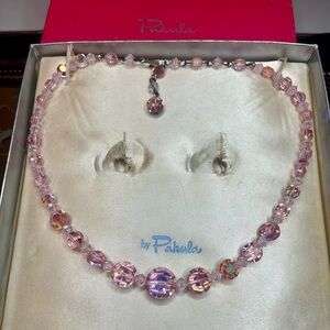 Vintage 50's Pakula Aurora Borealis Crystal Bead Necklace w Gilt Clasp